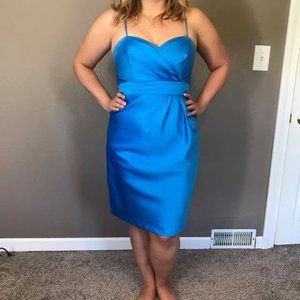 Blue Sweetheart Knee Length Cocktail Dress